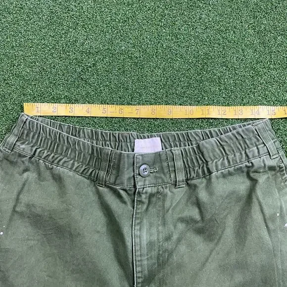 Aimé Leon Dore Olive Green Paint Splatter Elastic Waist Chino Pants Sz 30 - Picture 3 of 8